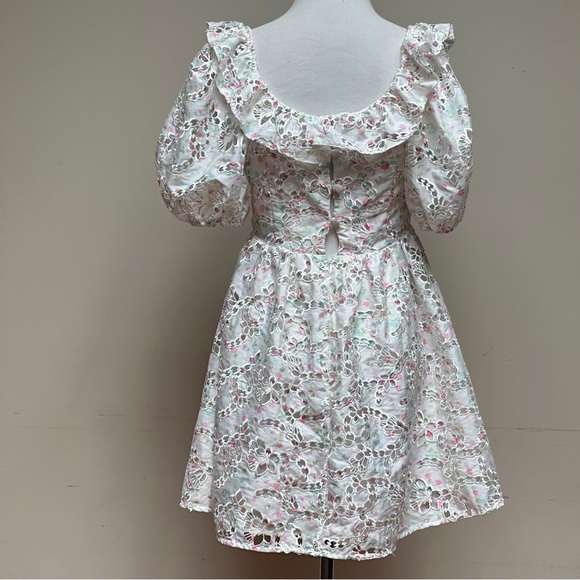 For Love & Lemons Magnolia Mini Dress White Multi Size Small - Picture 5 of 15